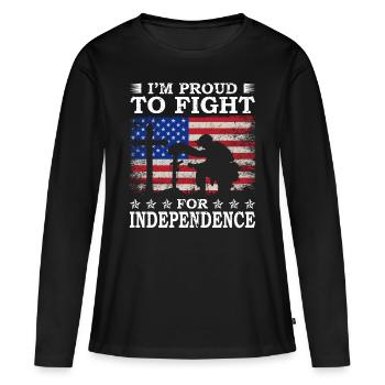 Je suis fier de défendre l’indépendance - T-shirt manches longues Premium bio Femme - noir - Devant - Julia (174cm)