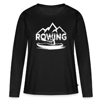 Rudern Rudersport Ruderboot Ruderer Ruder - Frauen Premium Bio Langarmshirt - Schwarz - Vorne - Julia (174cm)