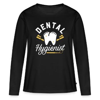 Hygiénistes dentaires Équipe de dentistes Hygiène dentaire - T-shirt manches longues Premium bio Femme - noir - Devant - Julia (174cm)