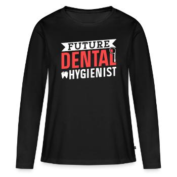 Équipe d’hygiène dentaire future d’hygiéniste dentaire - T-shirt manches longues Premium bio Femme - noir - Devant - Julia (174cm)