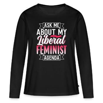 Programme féministe libéral Féminisme Féministe - T-shirt manches longues Premium bio Femme - noir - Devant - Julia (174cm)