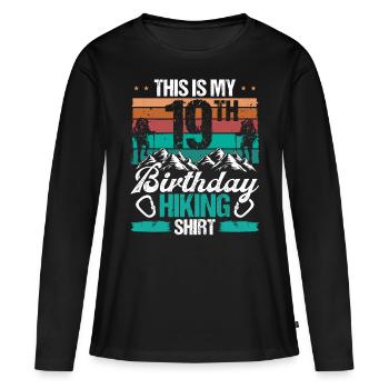19 Year Old Hiking Men Mountain Climbing Nature - Frauen Premium Bio Langarmshirt - Schwarz - Vorne - Julia (174cm)