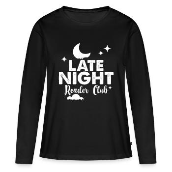 Club de lecture de fin de soirée 4 - T-shirt manches longues Premium bio Femme - noir - Devant - Julia (174cm)