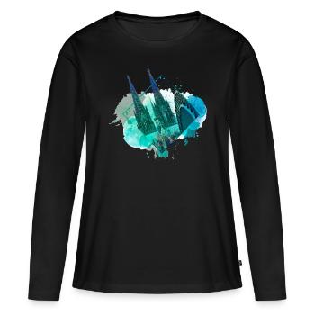 Cologne Cathédrale de Cologne Allemagne Ville Skyline Splash - T-shirt manches longues Premium bio Femme - noir - Devant - Julia (174cm)