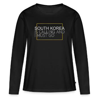 Corée du Sud - T-shirt manches longues Premium bio Femme - noir - Devant - Julia (174cm)