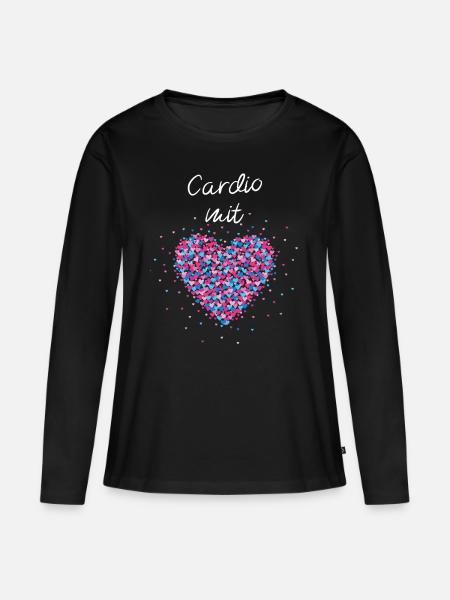 Cardio mit Herz Cardiotraining Krafttraining - Frauen Premium Bio Langarmshirt - Schwarz