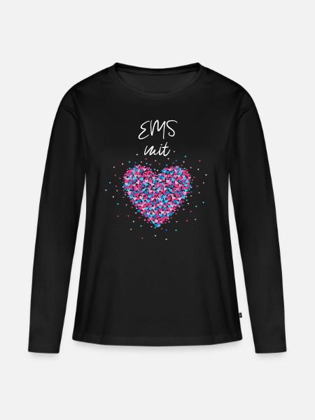 EMS mit Herz Elektromyostimulation Stimulation - Frauen Premium Bio Langarmshirt - Schwarz