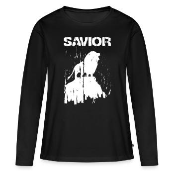Sauveur Sauveur Jésus Lion Religion chrétienne - T-shirt manches longues Premium bio Femme - noir - Devant - Julia (174cm)