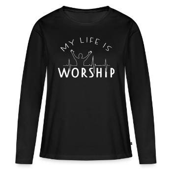 Culte Culte Heartbeat Christian Band - T-shirt manches longues Premium bio Femme - noir - Devant - Julia (174cm)