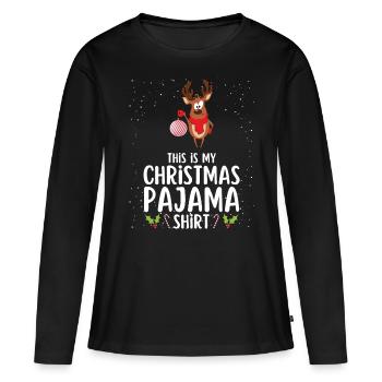 Pyjama de Noël Pyjama Chemise de nuit - T-shirt manches longues Premium bio Femme - noir - Devant - Julia (174cm)