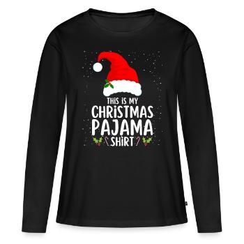 Pyjama de Noël Pyjama Chemise de nuit - T-shirt manches longues Premium bio Femme - noir - Devant - Julia (174cm)
