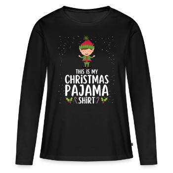 Pyjama de Noël Pyjama Chemise de nuit - T-shirt manches longues Premium bio Femme - noir - Devant - Julia (174cm)