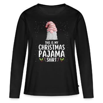 Pyjama de Noël Pyjama Chemise de nuit - T-shirt manches longues Premium bio Femme - noir - Devant - Julia (174cm)