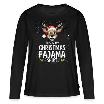 Pyjama de Noël Pyjama Chemise de nuit - T-shirt manches longues Premium bio Femme - noir - Devant - Julia (174cm)