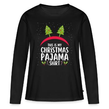 Pyjama de Noël Pyjama Chemise de nuit - T-shirt manches longues Premium bio Femme - noir - Devant - Julia (174cm)