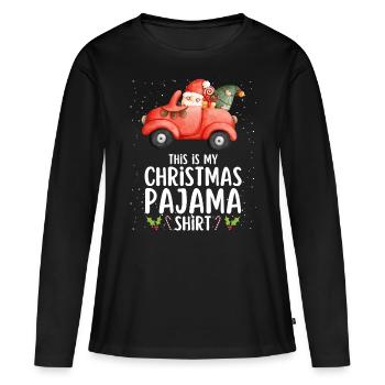 Pyjama de Noël Pyjama Chemise de nuit - T-shirt manches longues Premium bio Femme - noir - Devant - Julia (174cm)