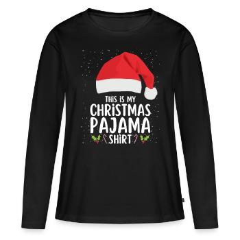 Pyjama de Noël Pyjama Chemise de nuit - T-shirt manches longues Premium bio Femme - noir - Devant - Julia (174cm)