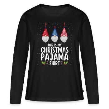 Pyjama de Noël Pyjama Chemise de nuit - T-shirt manches longues Premium bio Femme - noir - Devant - Julia (174cm)