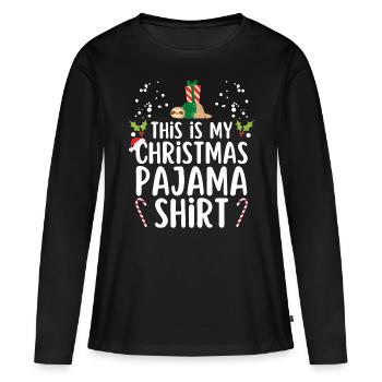 Pyjama de Noël Pyjama Chemise de nuit - T-shirt manches longues Premium bio Femme - noir - Devant - Julia (174cm)