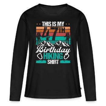 47 Year Old Hiking Men Mountain Climbing Nature - Frauen Premium Bio Langarmshirt - Schwarz - Vorne - Julia (174cm)