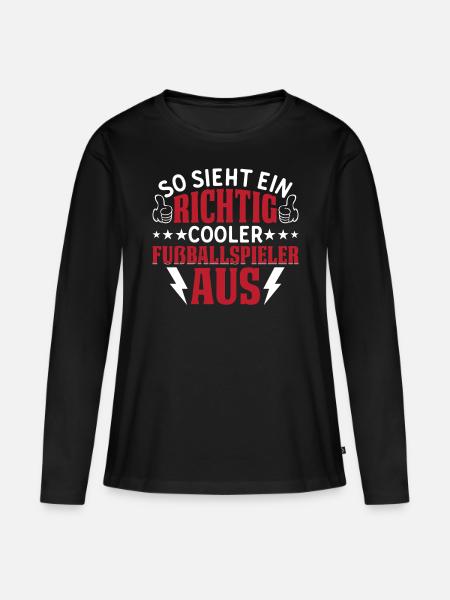 Fußball Spieler - Cooler Fußballspieler - Frauen Premium Bio Langarmshirt - Schwarz
