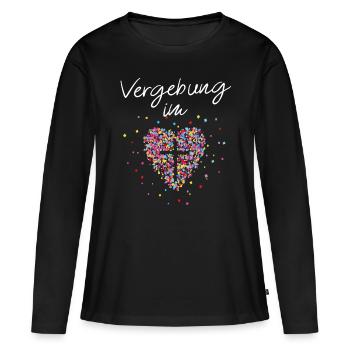 Vergebung im Herz Kreuz Gott Jesus Glaube Christen - Frauen Premium Bio Langarmshirt - Schwarz - Vorne - Julia (174cm)