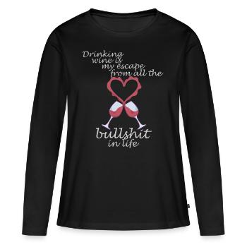Buveur de vin disant au transporteur de la mère - T-shirt manches longues Premium bio Femme - noir - Devant - Julia (174cm)