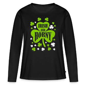 Irish and Horny Saint Patrick‘s Day Party - Frauen Premium Bio Langarmshirt - Schwarz - Vorne - Julia (174cm)