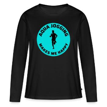 Deep Water Aqua jogging Pool Running Fitness - T-shirt manches longues Premium bio Femme - noir - Devant - Julia (174cm)