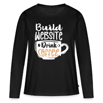 Website Erstellen Kaffee Trinken Liebhaber Job - Frauen Premium Bio Langarmshirt - Schwarz - Vorne - Julia (174cm)