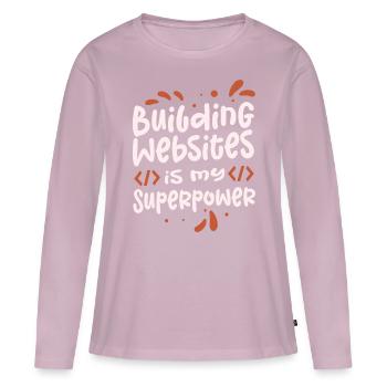 Créer des sites web est mon - T-shirt manches longues Premium bio Femme - rose poudré - Devant - Julia (174cm)