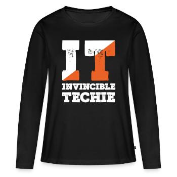 Invincible Techie Computer Programmer Tech - Women's Premium Organic Long Sleeve Shirt - black - Front - Julia (174cm)