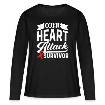 Double heart attack Surviving heart attack - Women's Premium Organic Long Sleeve Shirt - black - Front - Julia (174cm)