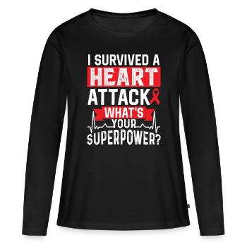 I survived a heart attack Heart attack - Women's Premium Organic Long Sleeve Shirt - black - Front - Julia (174cm)