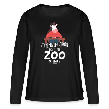 Zebra Schule lernen Streber Kind - Frauen Premium Bio Langarmshirt - Schwarz - Vorne - Julia (174cm)