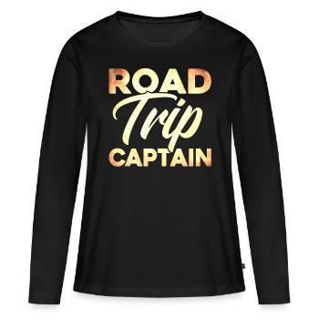 Road Trip Captain - Frauen Premium Bio Langarmshirt - Schwarz - Vorne - Julia (174cm)