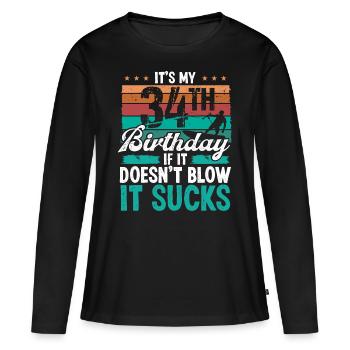 34 Year Old Kitesurfer Funny Kiteboarder Humor - Frauen Premium Bio Langarmshirt - Schwarz - Vorne - Julia (174cm)
