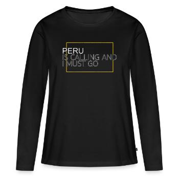 Le dicton du Pérou - T-shirt manches longues Premium bio Femme - noir - Devant - Julia (174cm)