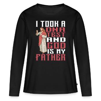 J’ai fait un test ADN et dieu est mon père 27 - T-shirt manches longues Premium bio Femme - noir - Devant - Julia (174cm)