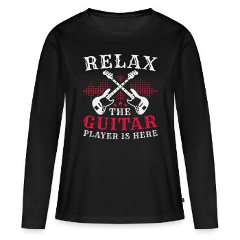 Détendez-vous Le guitariste est ici - T-shirt manches longues Premium bio Femme - noir - Devant - Julia (174cm)