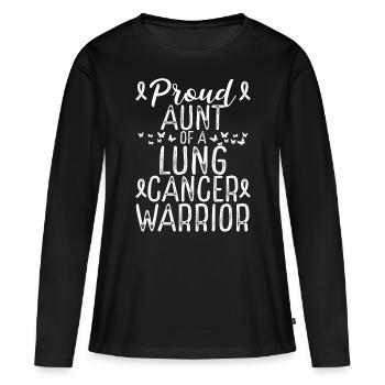 Lung Cancer Awareness Movement for Aunt Ribbon - Frauen Premium Bio Langarmshirt - Schwarz - Vorne - Julia (174cm)