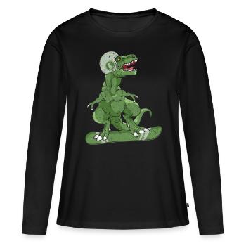Snowboarder Dinosaure Snowboarding Dino - T-shirt manches longues Premium bio Femme - noir - Devant - Julia (174cm)