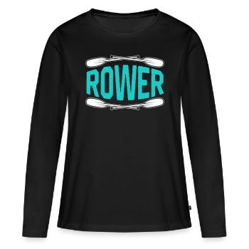 Ruderer Ruderboot Rudern Ruder Rudersport - Frauen Premium Bio Langarmshirt - Schwarz - Vorne - Julia (174cm)