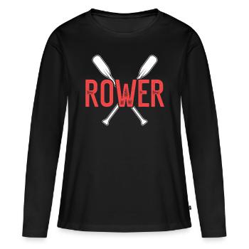 Ruderer Ruderboot Ruder Rudern Rudersport - Frauen Premium Bio Langarmshirt - Schwarz - Vorne - Julia (174cm)