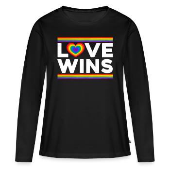 L’amour gagne - T-shirt manches longues Premium bio Femme - noir - Devant - Julia (174cm)