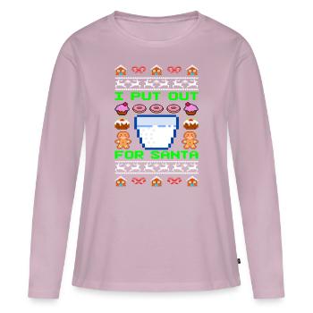 Je sors pour le Noël moche - T-shirt manches longues Premium bio Femme - rose poudré - Devant - Julia (174cm)