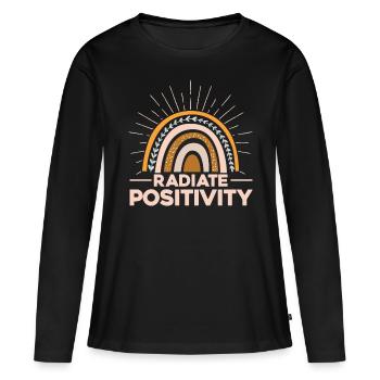Rayonner de positivité - T-shirt manches longues Premium bio Femme - noir - Devant - Julia (174cm)