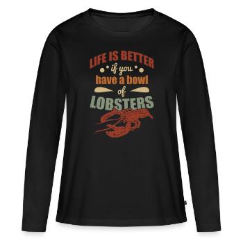 La vie est meilleure avec les homards et les crustacés - T-shirt manches longues Premium bio Femme - noir - Devant - Julia (174cm)