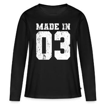 20e anniversaire Né en 2003 Fabriqué en 2003 - T-shirt manches longues Premium bio Femme - noir - Devant - Julia (174cm)