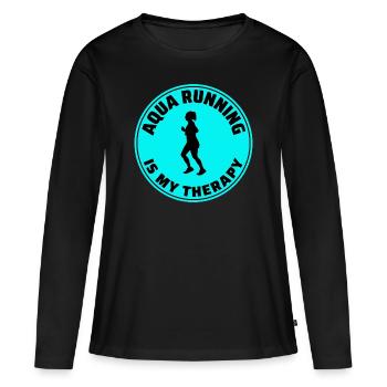 Deep Water Aqua jogging Pool Running Fitness - T-shirt manches longues Premium bio Femme - noir - Devant - Julia (174cm)